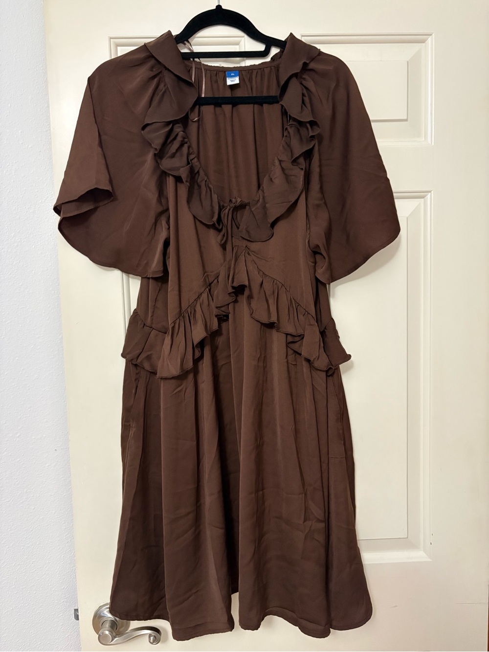 Old Navy Brown Ruffle-Trim Midi Dress
